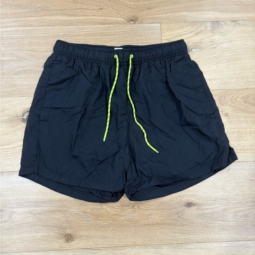 H&M Women’s Black Shorts with Neon Yellow Drawstring